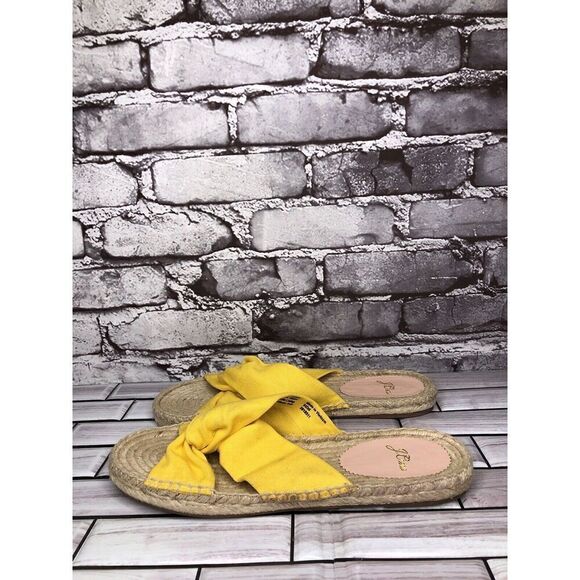 J. Crew Yellow Twisted Canvas Fabric Slide Espadrilles Sandals Women 9M US/40EU - Picture 3 of 16
